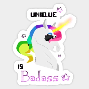 Unique is badass - Unicorn - Purple Sticker